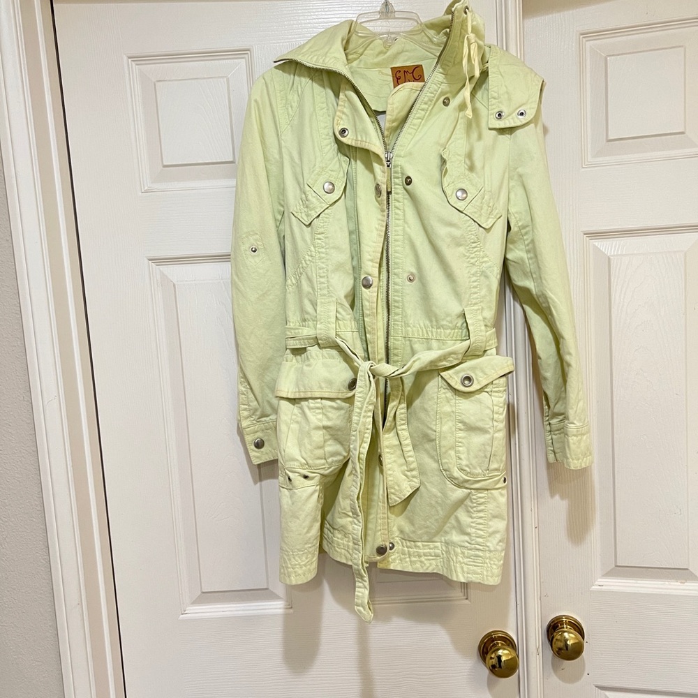 Heavy Green detachable hoodie/inner women jacket military Gorbcore coat warm S